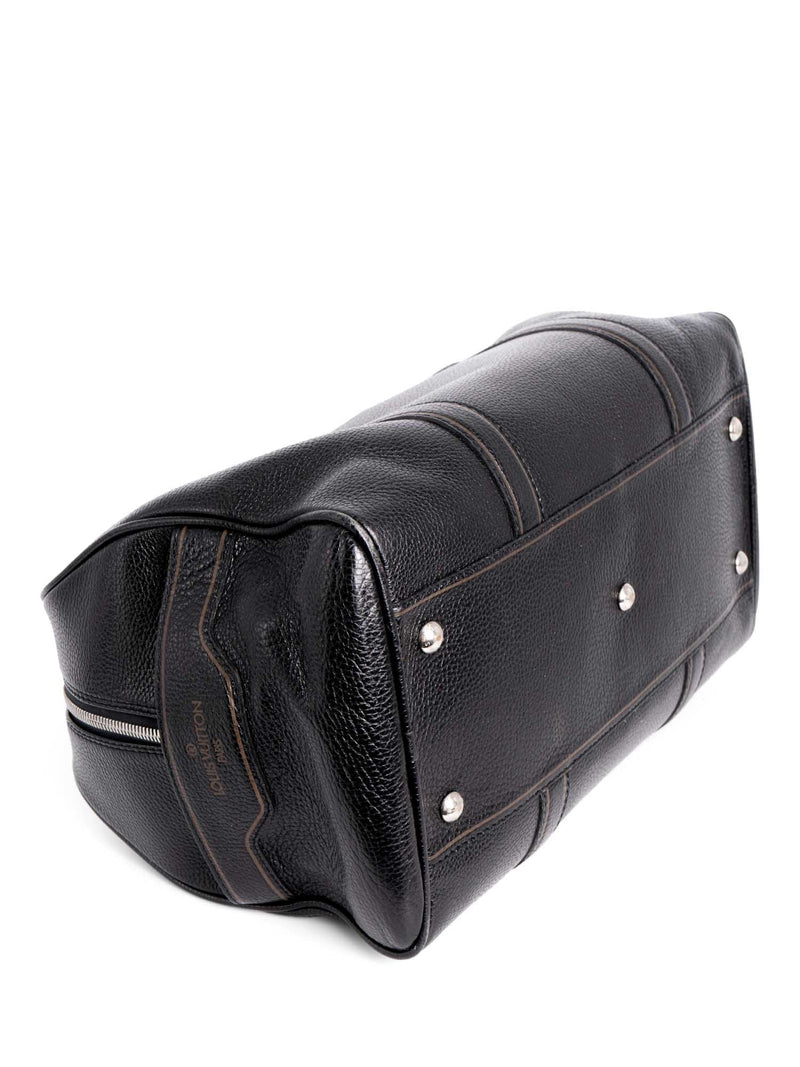 louis duffle bag black leather