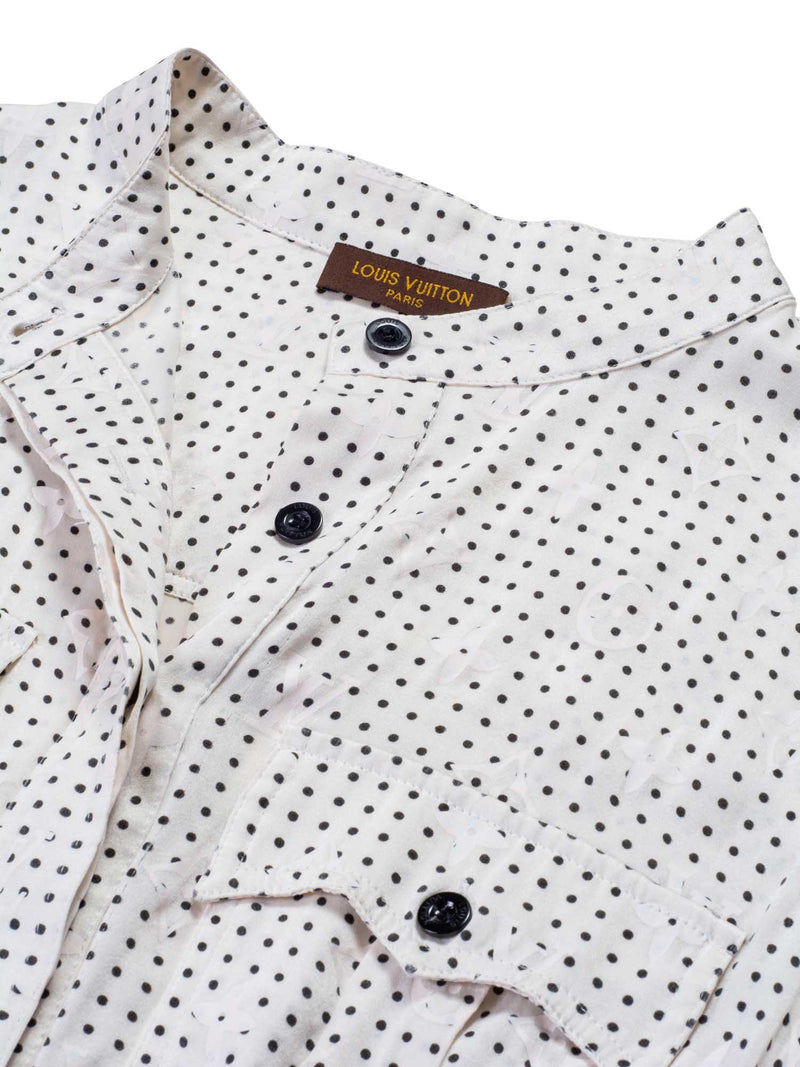Louis Vuitton Silk Monogram Polka Dot Blouse White-designer resale