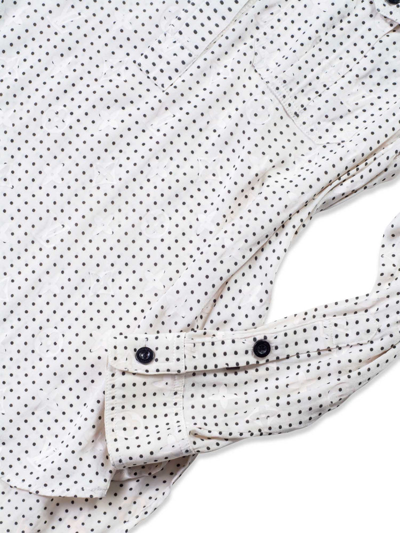 Louis Vuitton Silk Monogram Polka Dot Blouse White-designer resale
