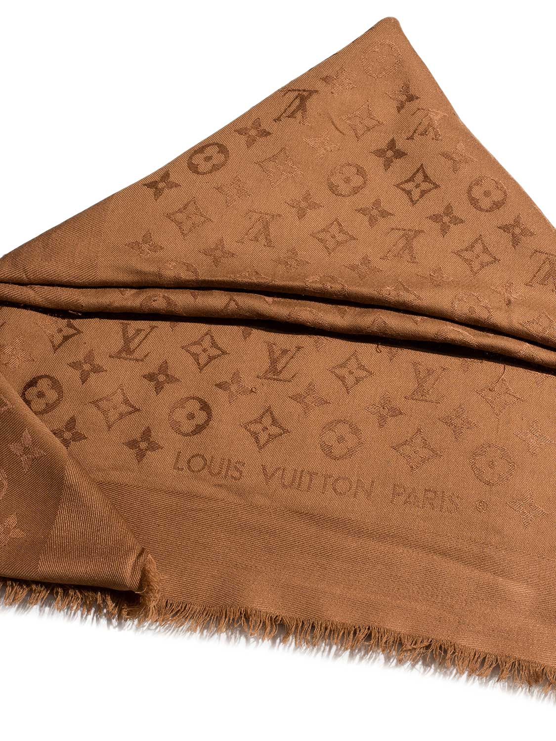 Louis Vuitton Silk Wool Monogram Shawl Beige-designer resale