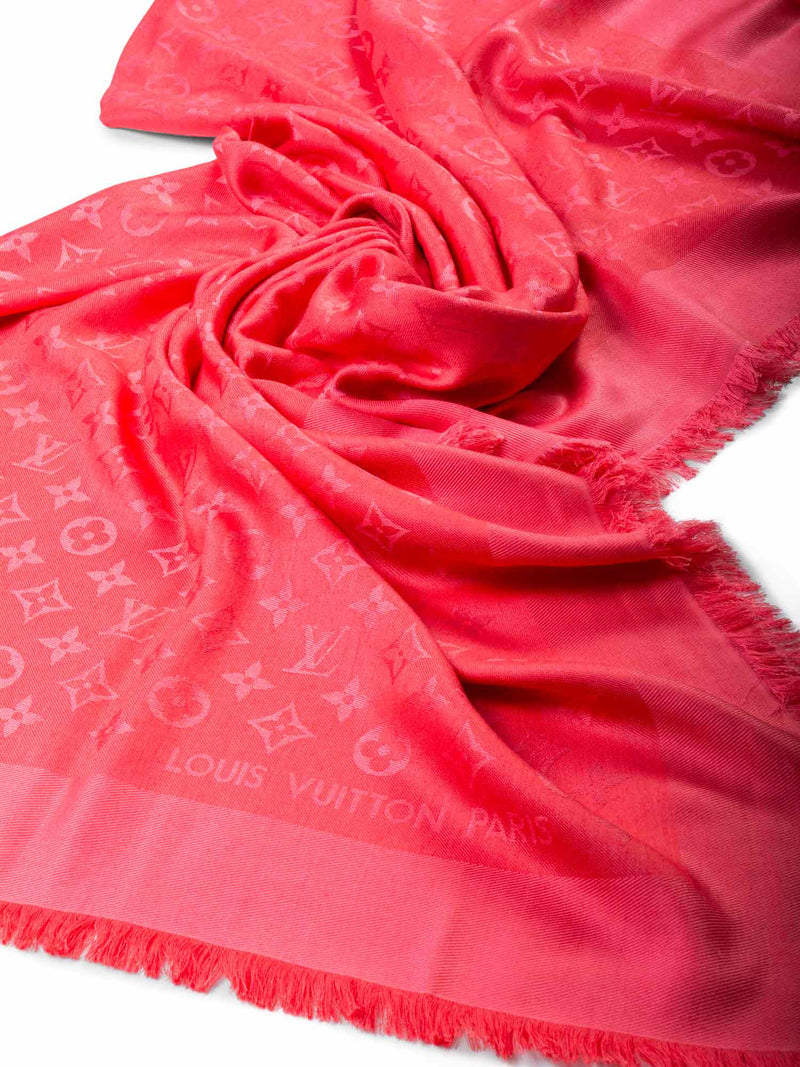 Louis Vuitton Louis Vuitton Pink Monogram Logo Silk & Wool Blend