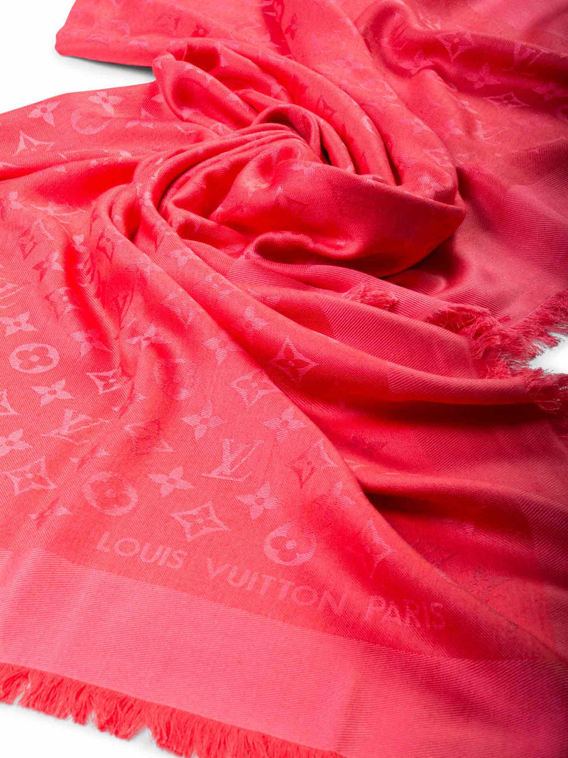 Louis Vuitton Silk Wool Monogram Shawl Pink-designer resale