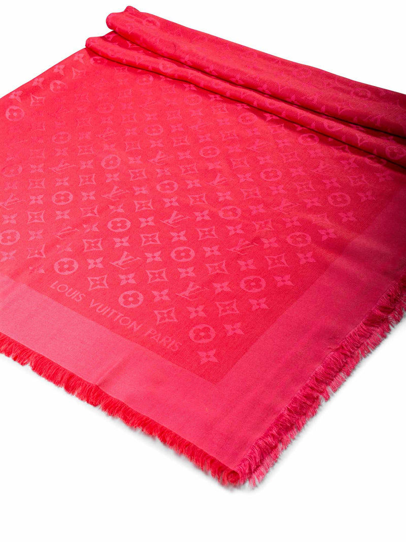 Châle monogram wool stole Louis Vuitton Pink in Wool - 36723353