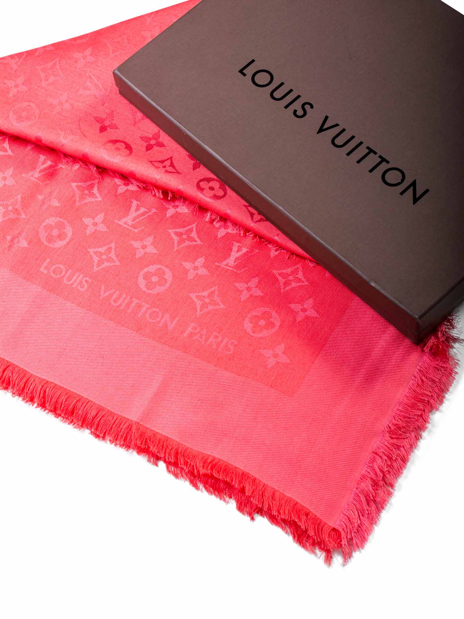 Louis Vuitton Silk Wool Monogram Shawl Pink-designer resale