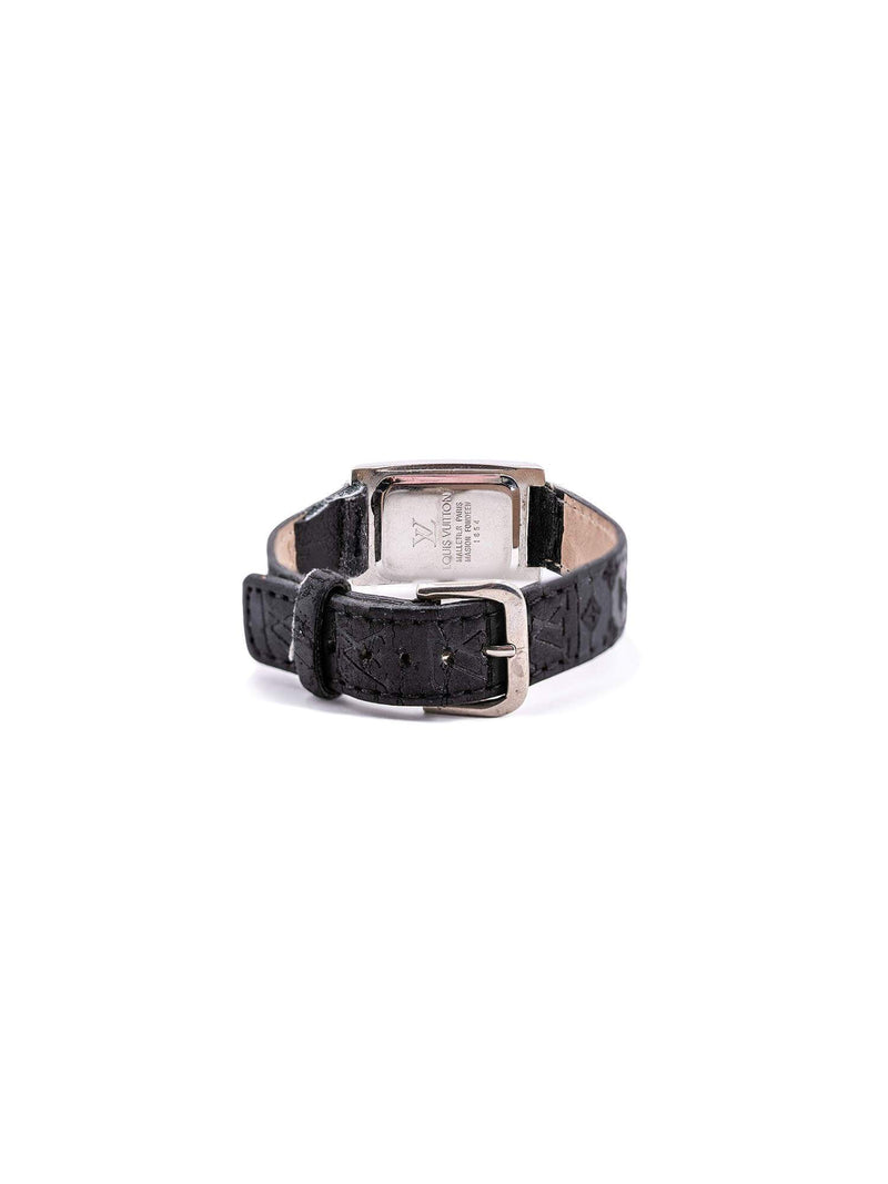 Louis Vuitton Stainless Steel Calfskin 20mm Malletier Quartz Watch Black-designer resale