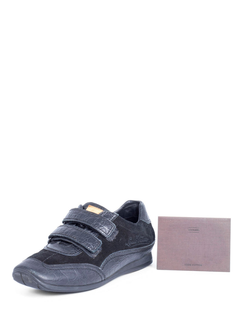 Louis Vuitton Suede Leather Velcro Sneakers Black-designer resale