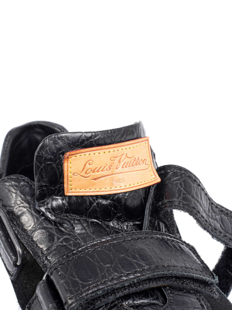Louis Vuitton Suede Leather Velcro Sneakers Black-designer resale