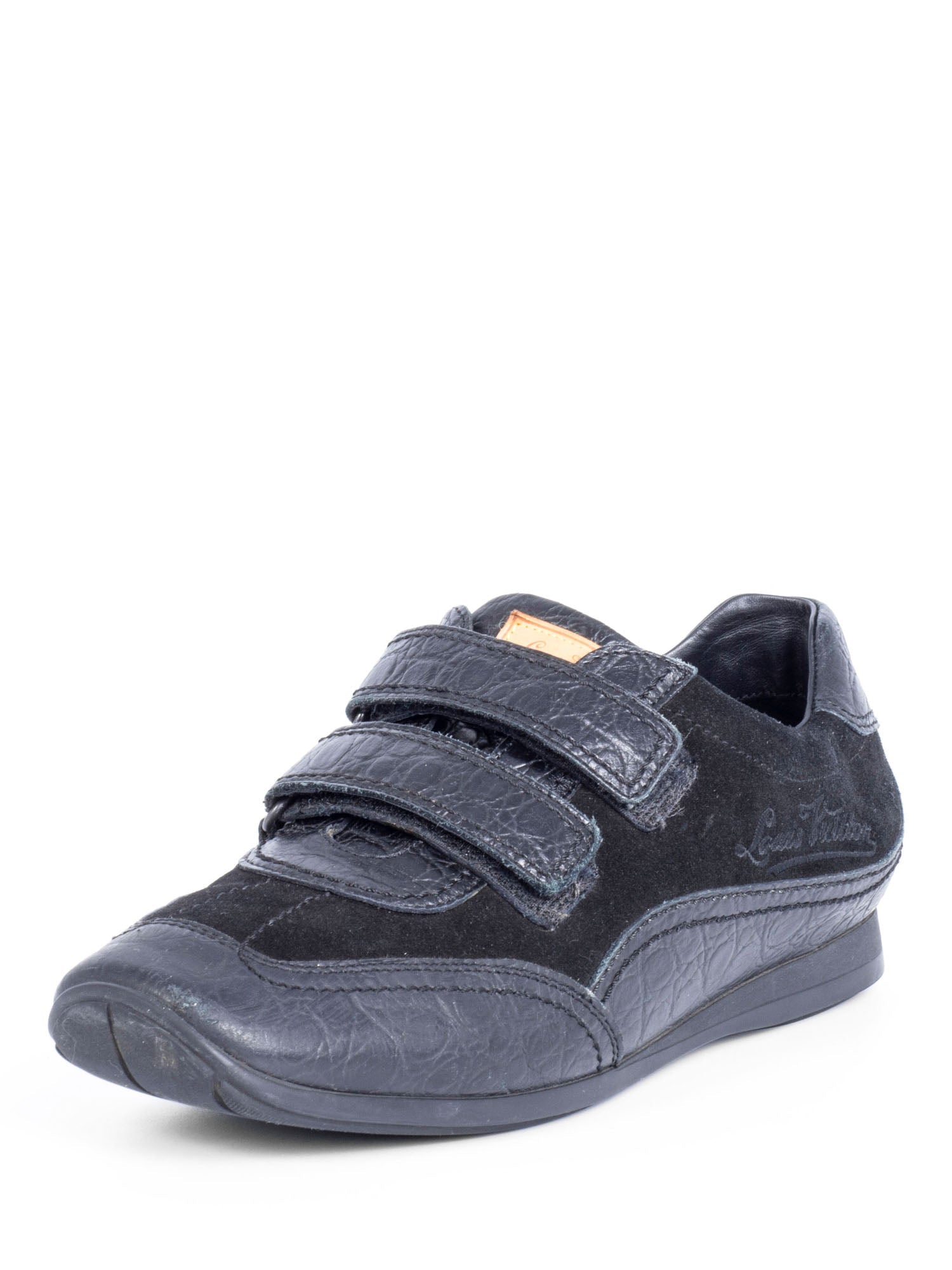 Louis Vuitton Suede Leather Velcro Sneakers Black-designer resale
