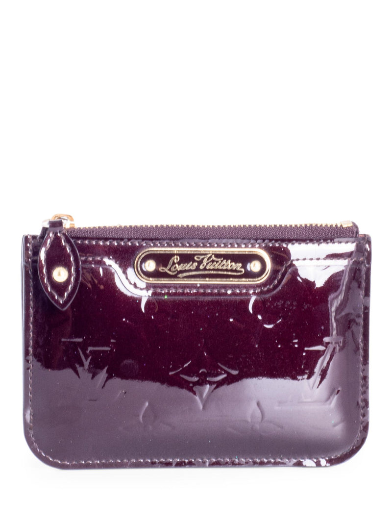 Louis Vuitton Vernis Leather Monogram Credit Card Wallet Burgundy