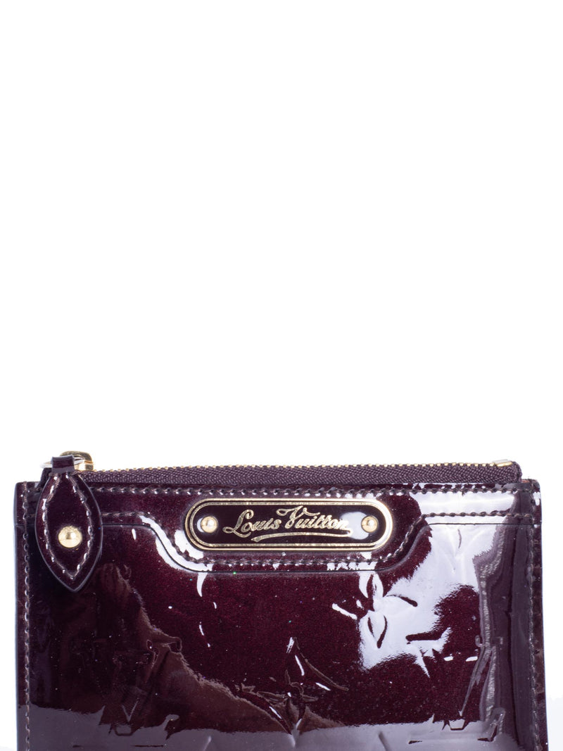 Louis Vuitton Vernis Leather Monogram Credit Card Wallet Burgundy-designer resale