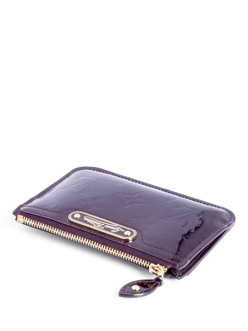 Louis Vuitton Vernis Leather Monogram Credit Card Wallet Burgundy-designer resale