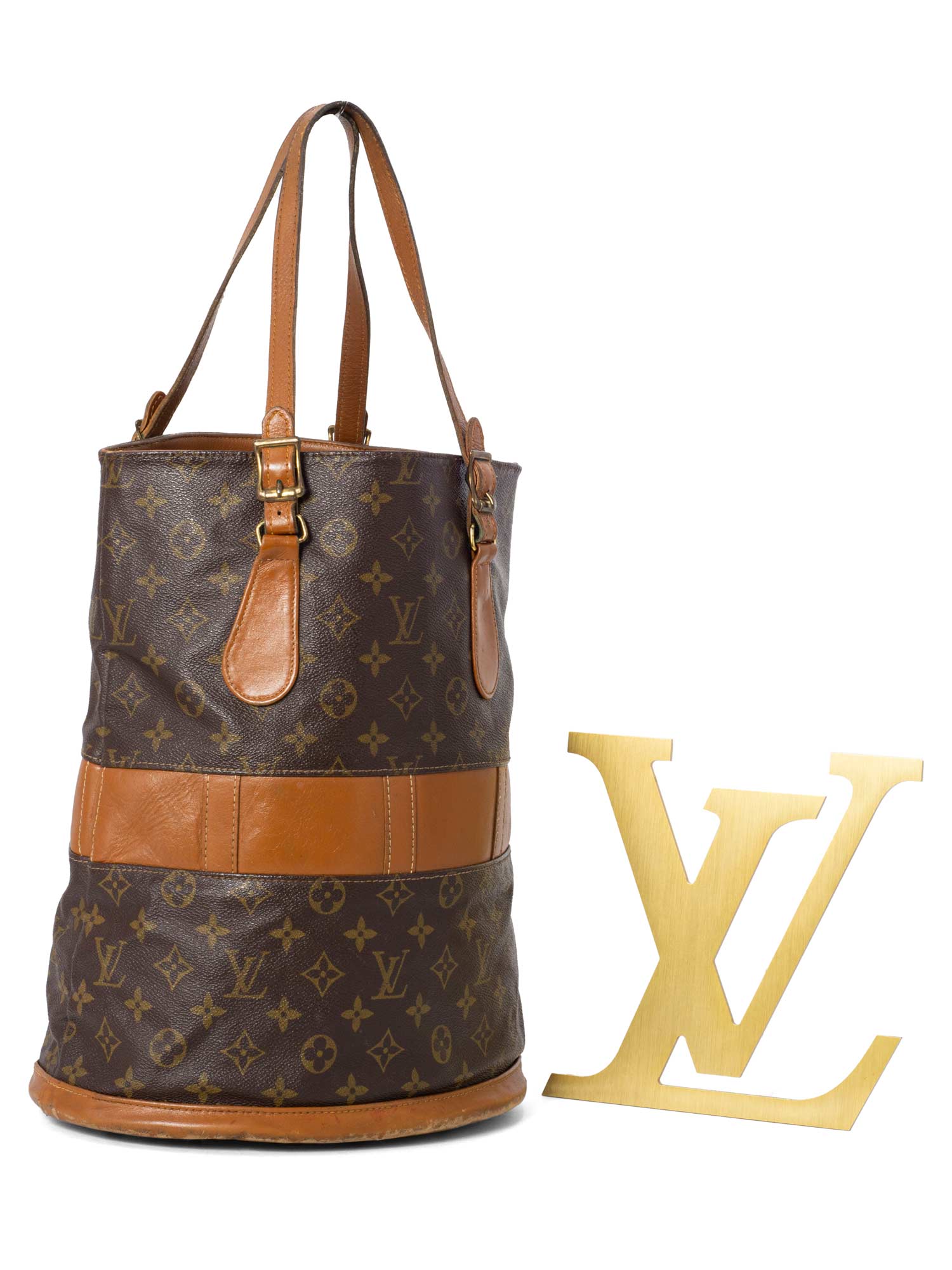Louis Vuitton Vintage Monogram Bucket Bag Brown-designer resale