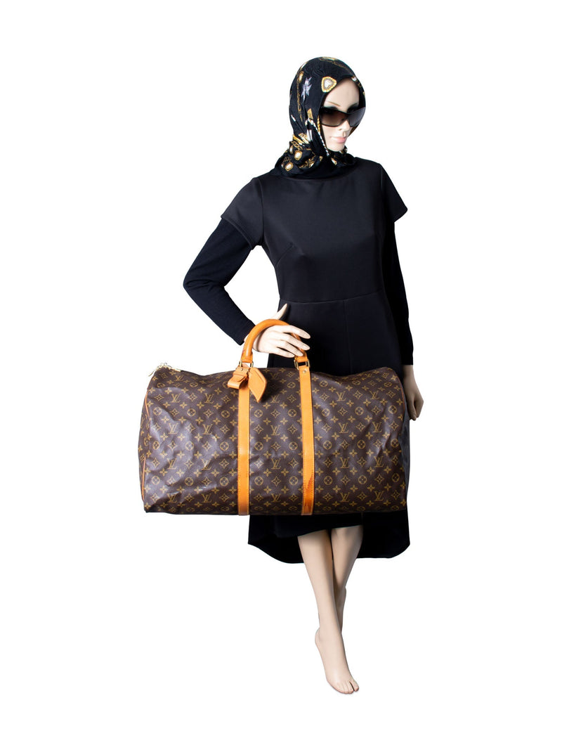 Louis Vuitton Vintage Monogram Keepall 60 Duffle Bag Brown-designer resale