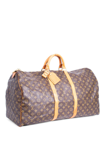 Louis Vuitton Vintage Monogram Keepall 60 Duffle Bag Brown-designer resale
