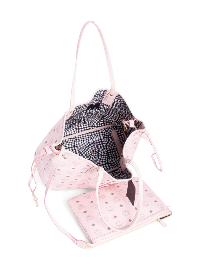 MCM Visetos Leather Reversible Shopper Tote Bag Pink-designer resale