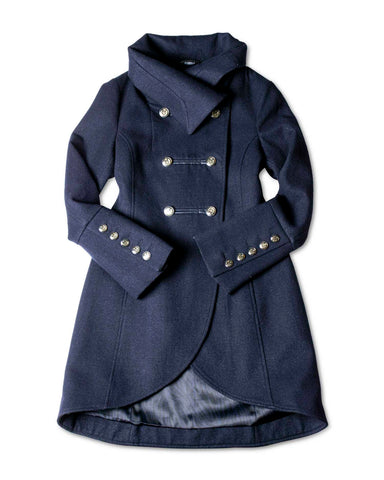 Mackage Wool Diana Military Coat Blue-designer resale