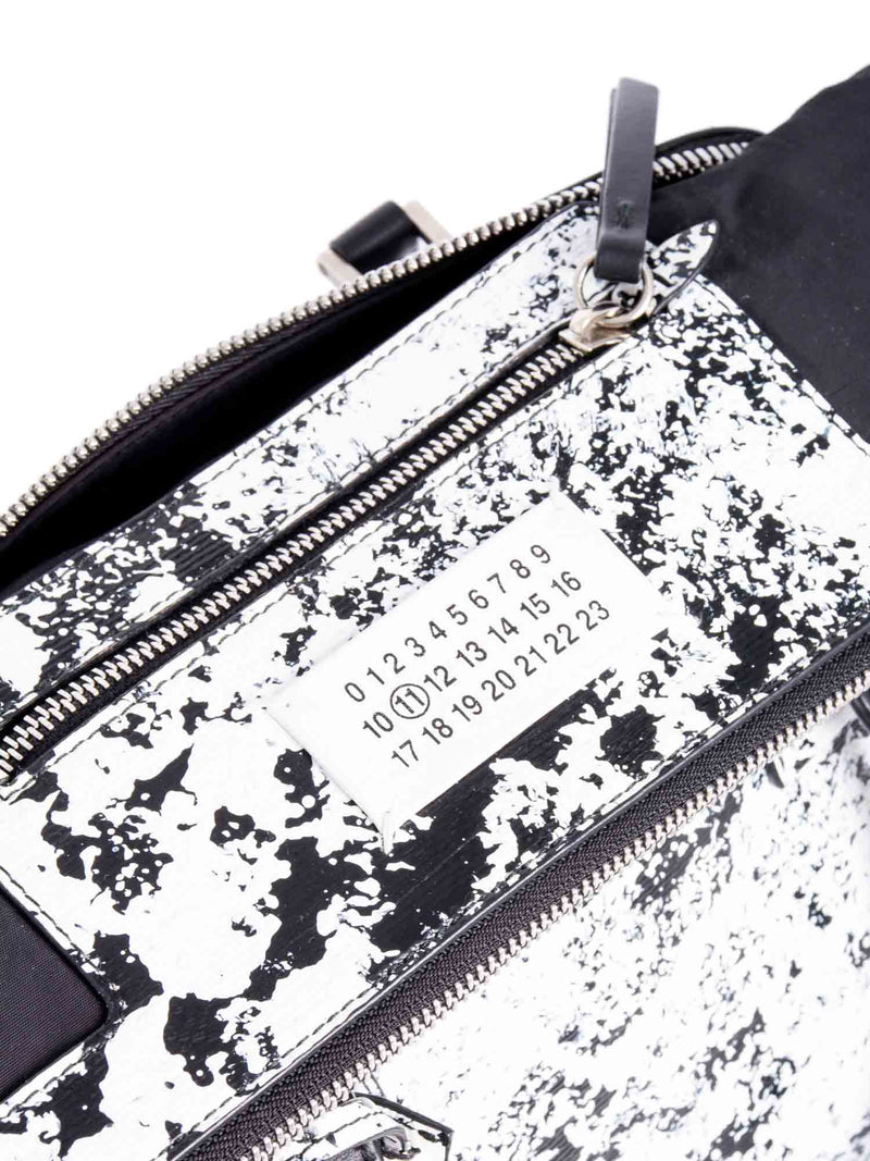 Maison Margiela Leather 5AC 11 Graffiti Top Handle Bag Black White-designer resale