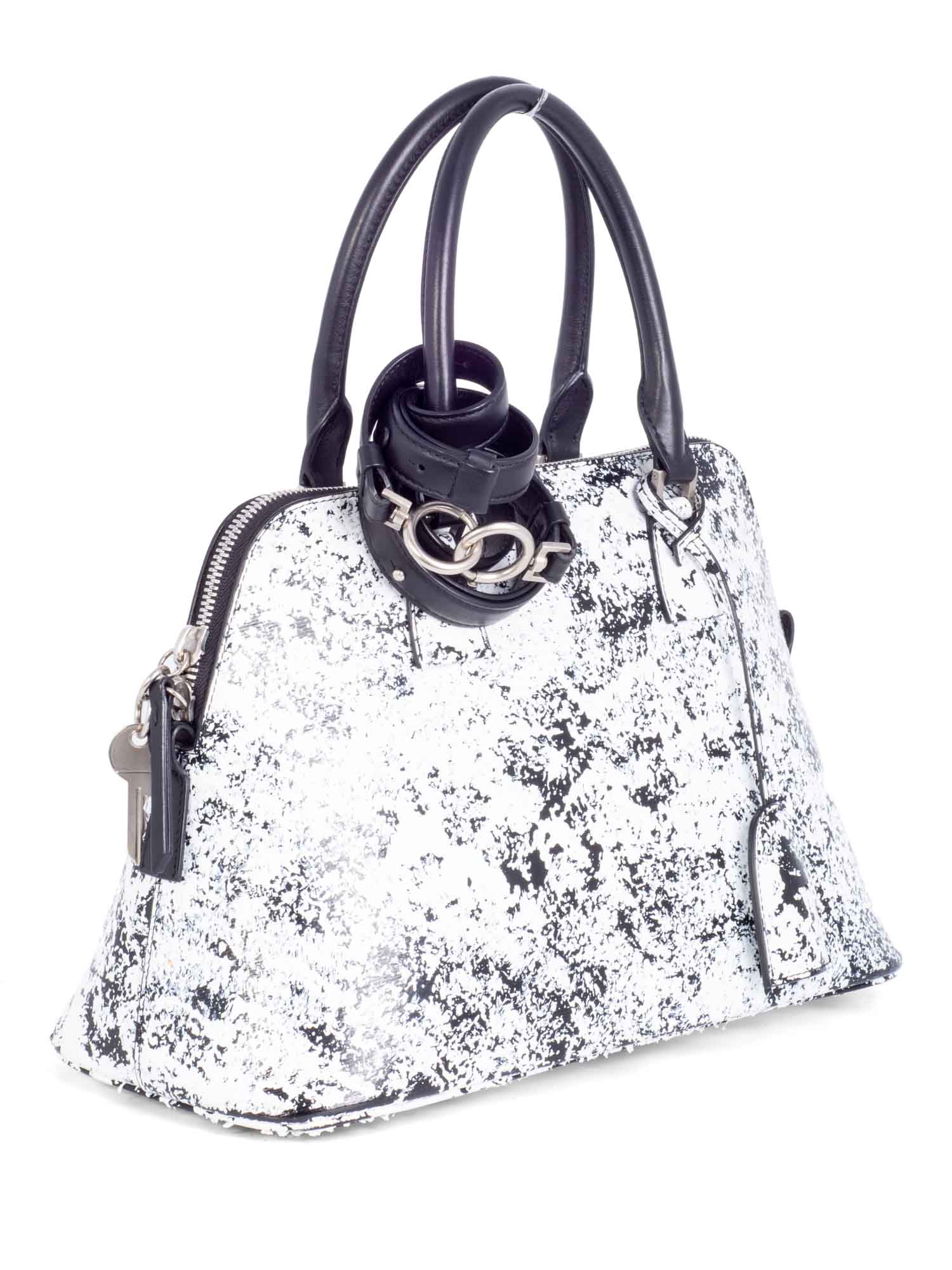 Maison Margiela Leather 5AC 11 Graffiti Top Handle Bag Black