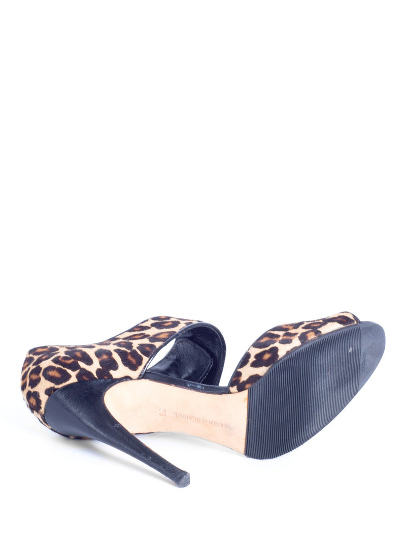 Manolo Blahnik Cowhide Animal Print Shoes Brown-designer resale