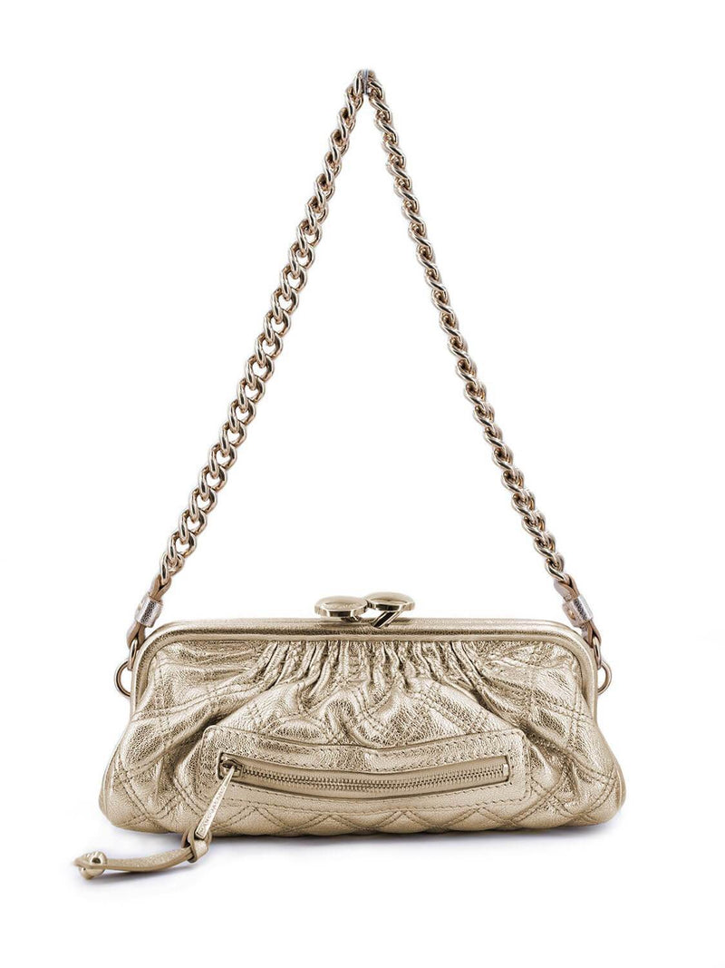 Marc Jacobs Quilted Leather Little Stam Bag Gold-designer resale