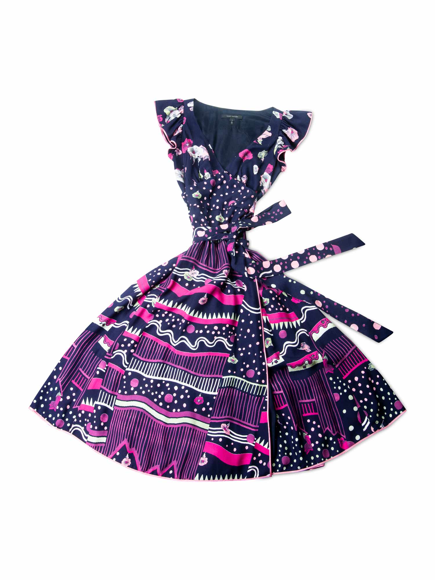 Marc Jacobs Silk Wrap Maxi Dress Multi-Color-designer resale