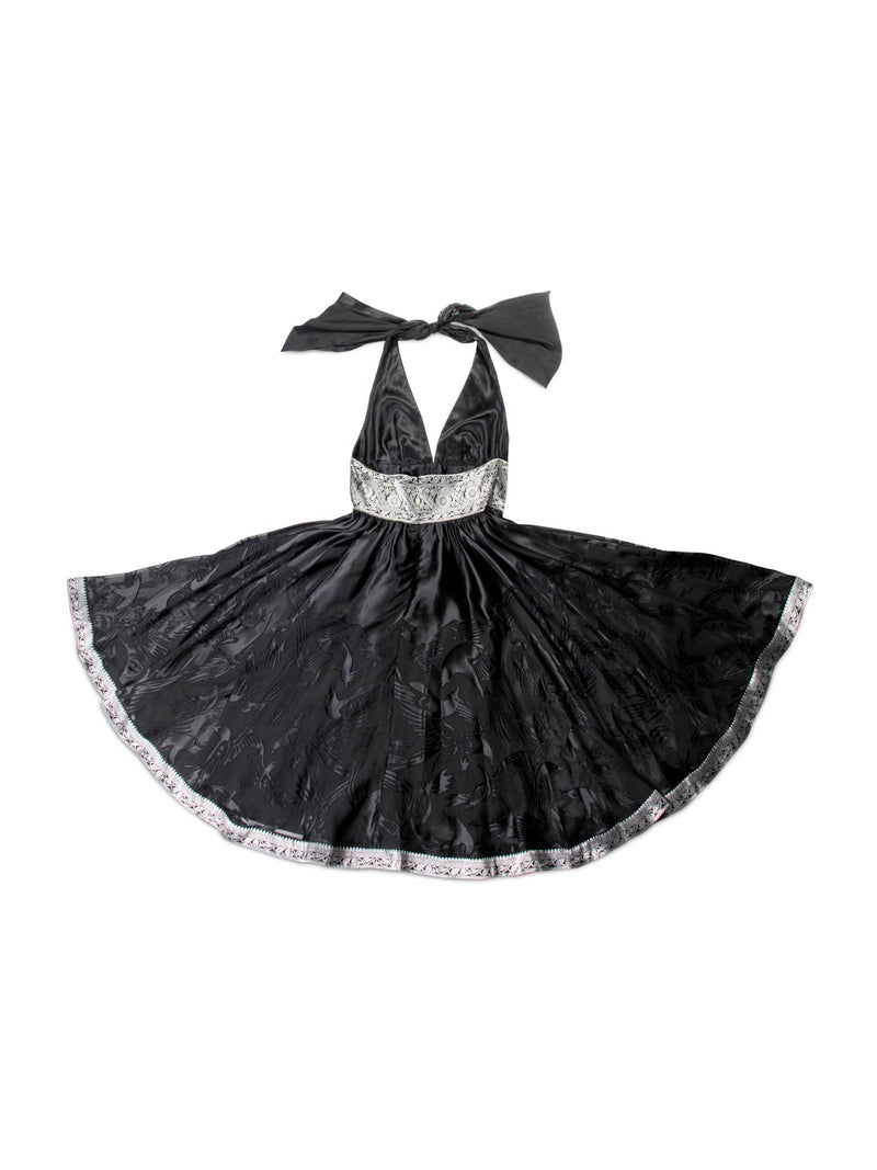 Marchesa Silk Halter Dress Black-designer resale