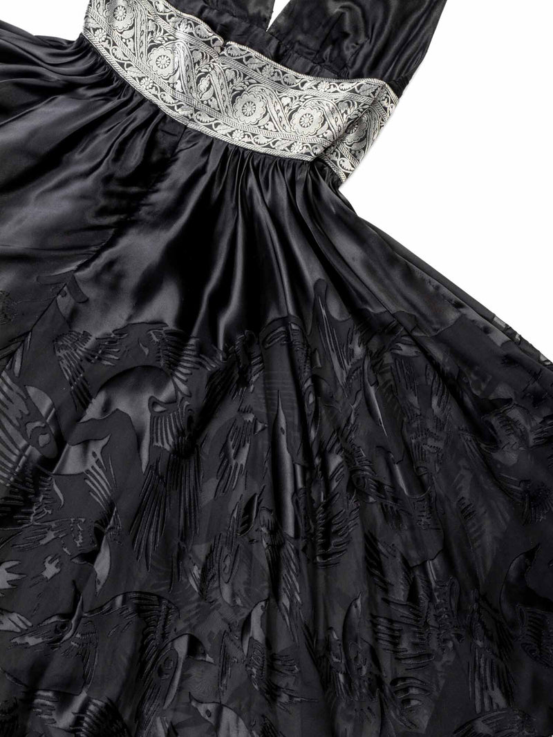 Marchesa Silk Halter Dress Black-designer resale