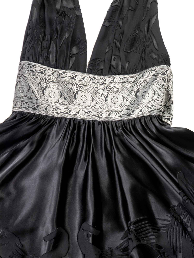 Marchesa Silk Halter Dress Black-designer resale