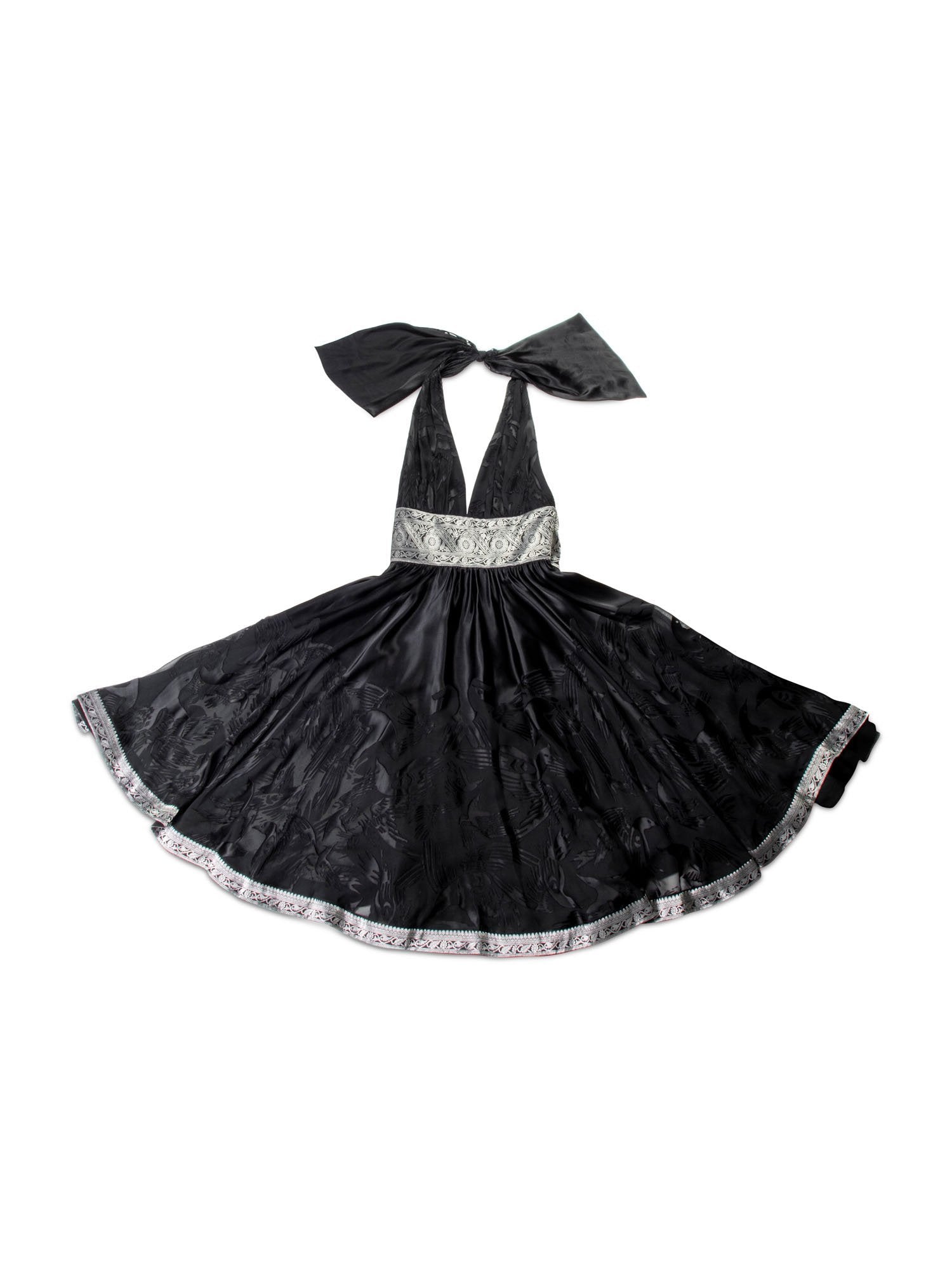 Marchesa Silk Halter Dress Black-designer resale