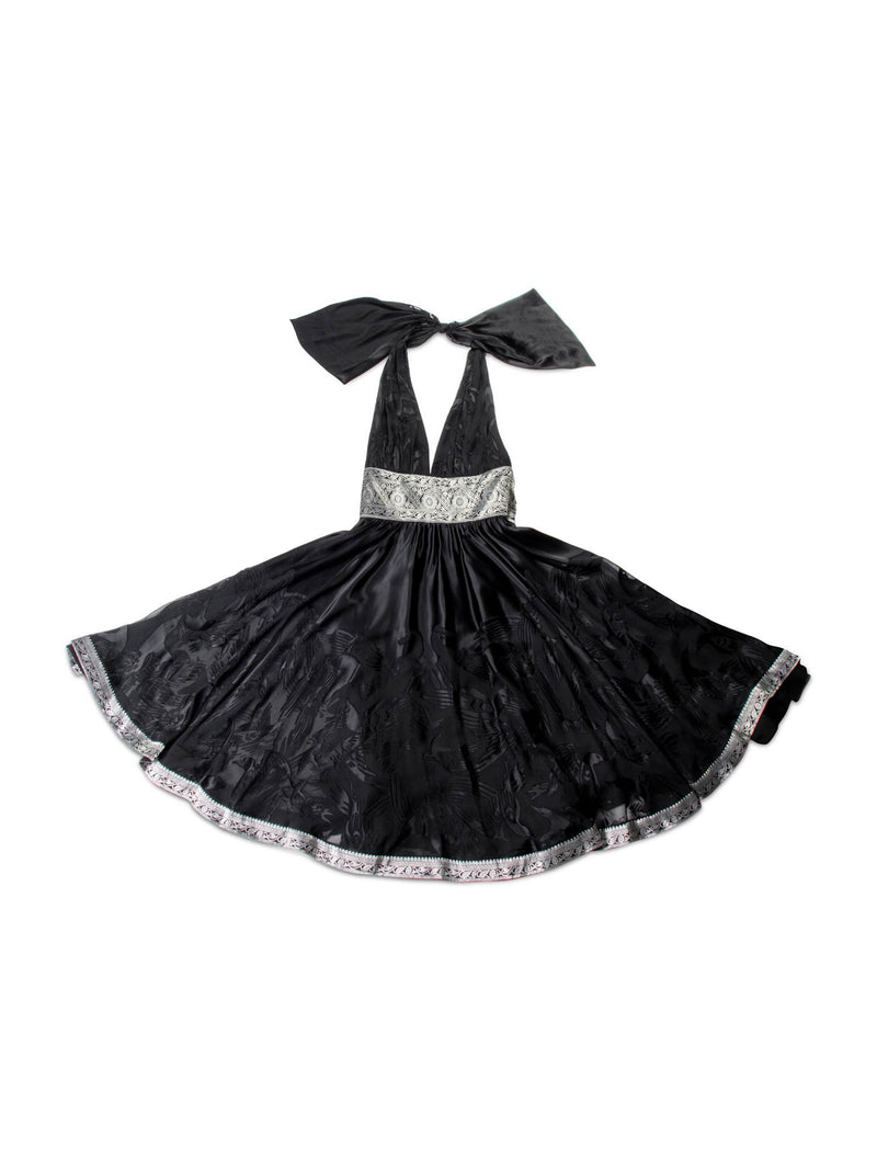 Marchesa Silk Halter Dress Black-designer resale