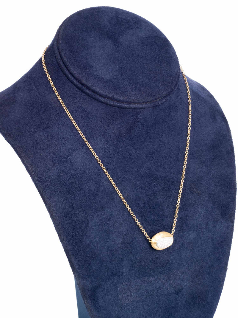 Marco Bicego 18K Gold Diamond Delicati Oval Pendant Necklace-designer resale