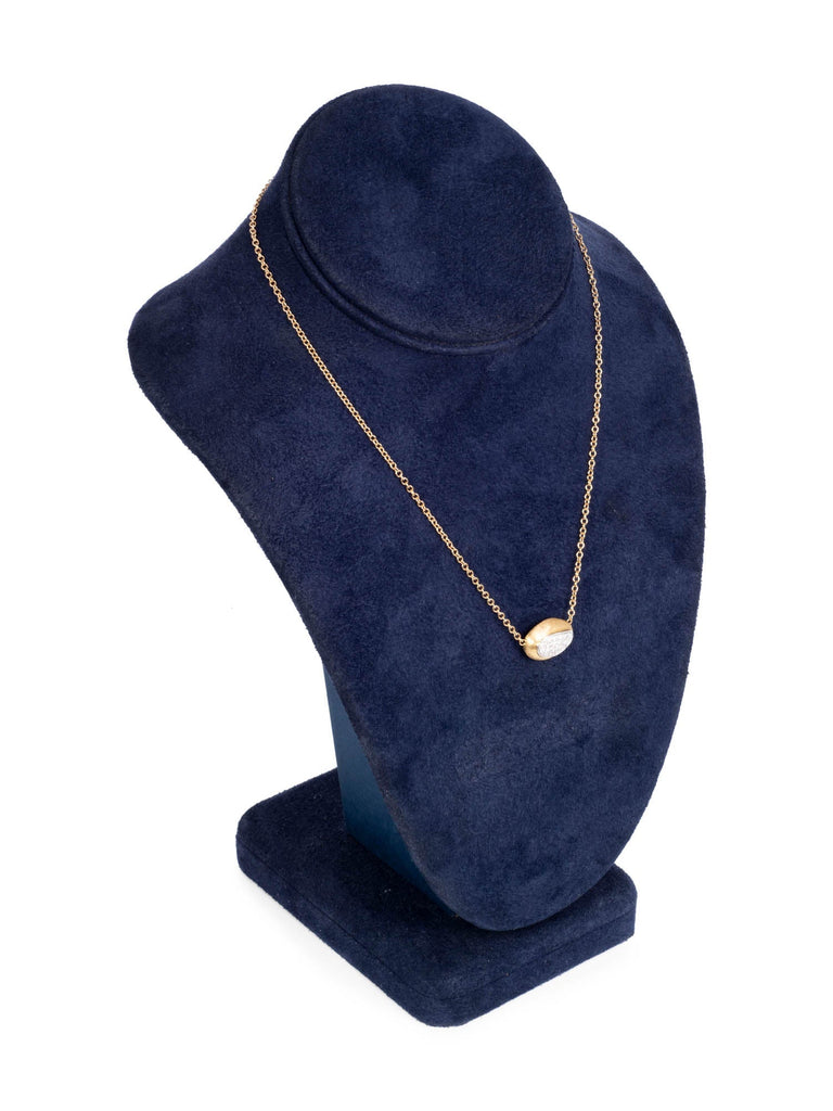 Marco Bicego 18K Gold Diamond Delicati Oval Pendant Necklace-designer resale