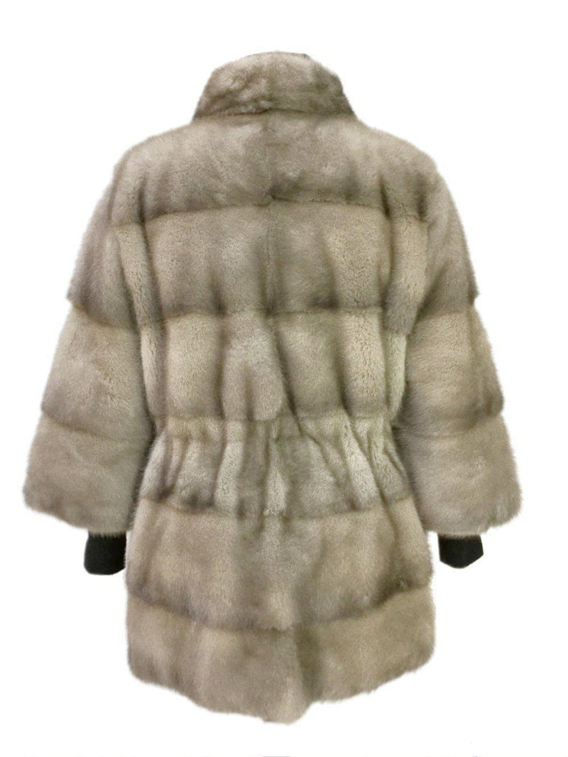 Marco Gianotti Mink Fitted Belted Coat Taupe-designer resale