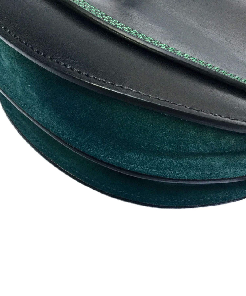 Marni Lambskin Saddle Messenger Bag Black-designer resale