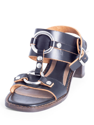 Marni Leather T Strap Block Heel Mule Black-designer resale