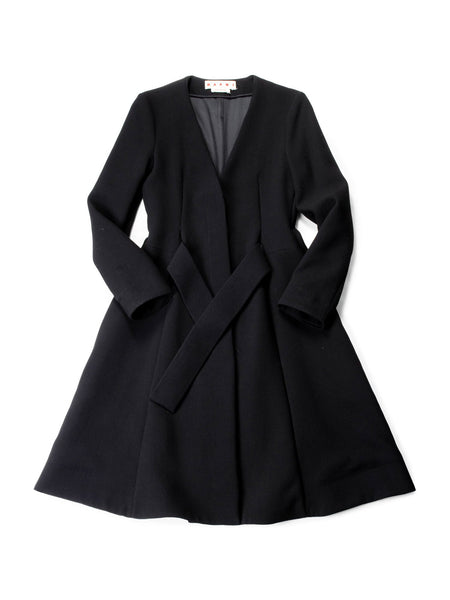 Marni Long Wool Coat Black