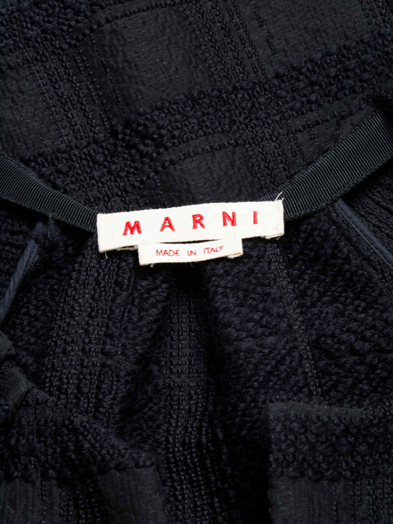 Marni Tweed Short Balloon Sleeve Coat Black-designer resale