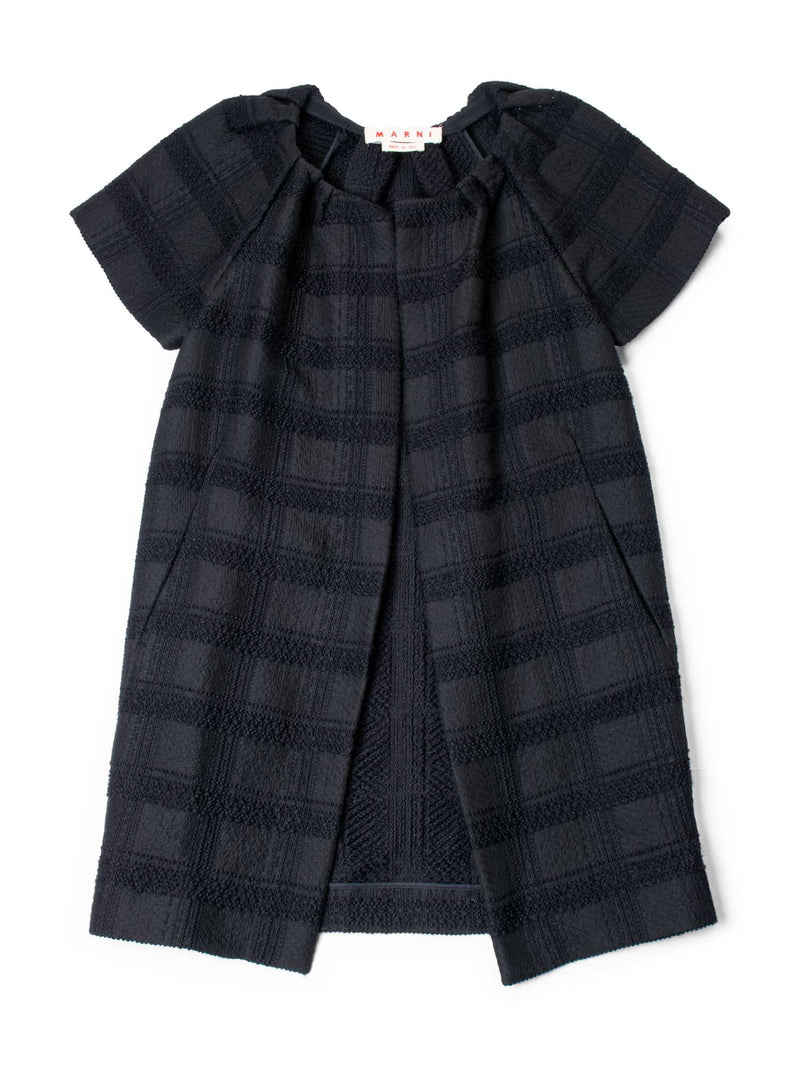 Marni Tweed Short Balloon Sleeve Coat Black-designer resale