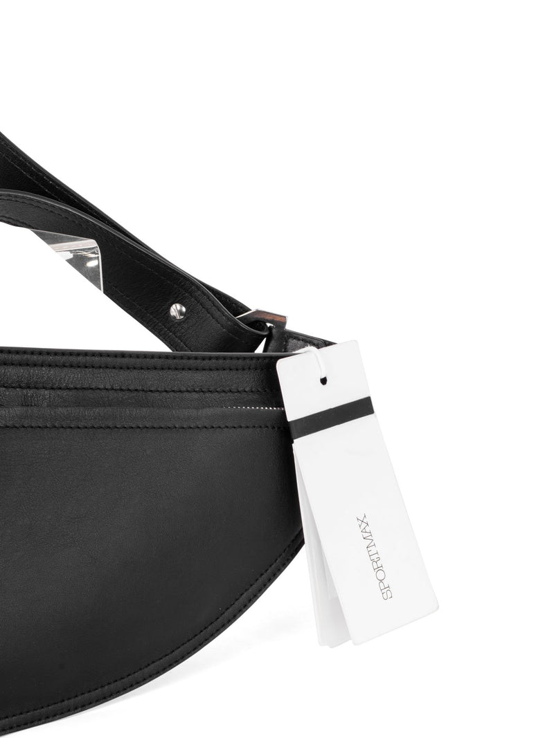 Max Mara Sportmax Leather Belt Bag Black-designer resale