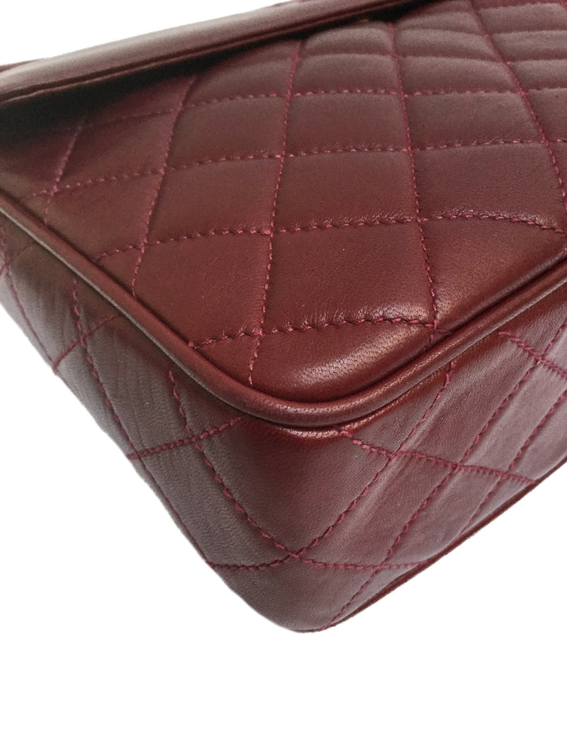 Medium Burgundy Lambskin Camera Bag Gold Hardware with Tassel-designer resale