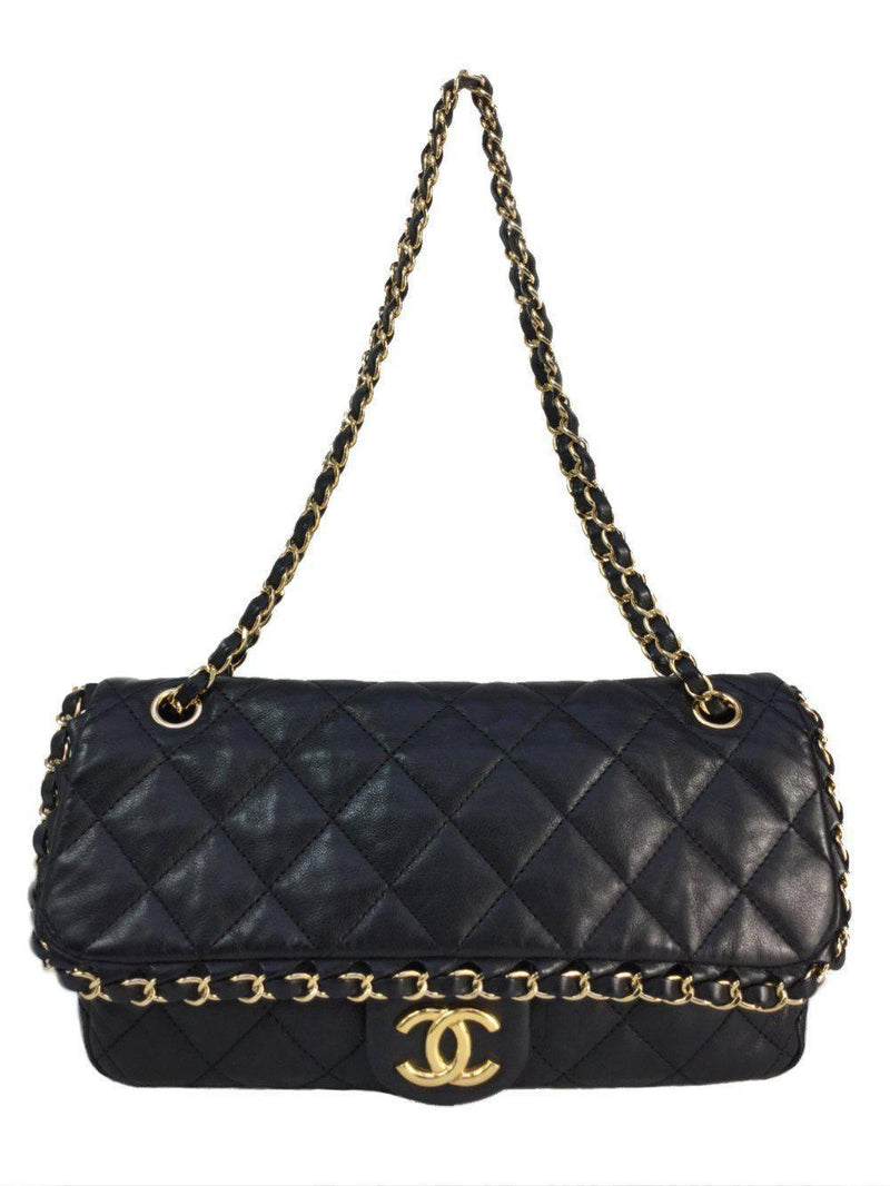 chanel black handbag chain strap shoulder
