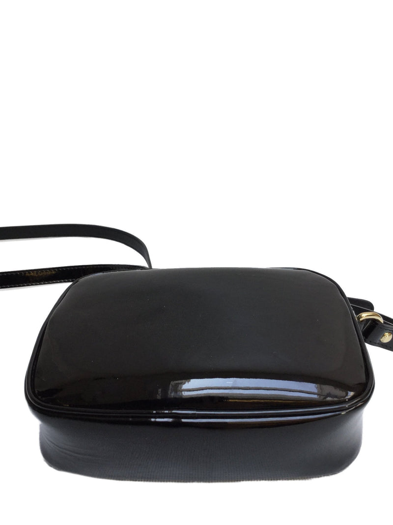 Medusa Camera Black Patent Leather Cross Body Bag-designer resale