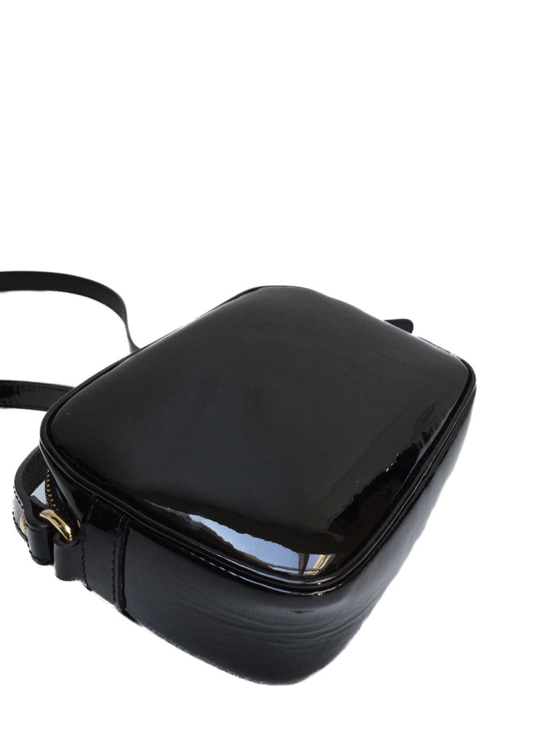 Medusa Camera Black Patent Leather Cross Body Bag-designer resale