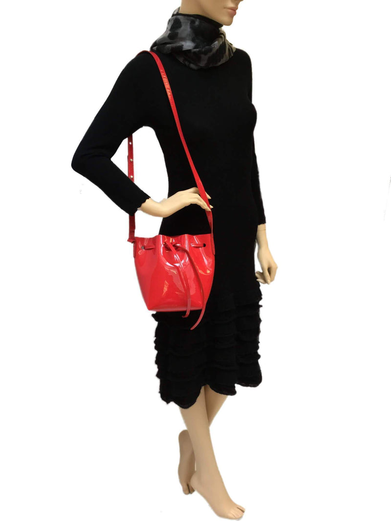 Mini Red Patent Leather Bucket Bag-designer resale