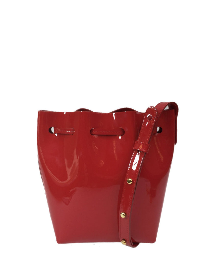 Mini Red Patent Leather Bucket Bag-designer resale