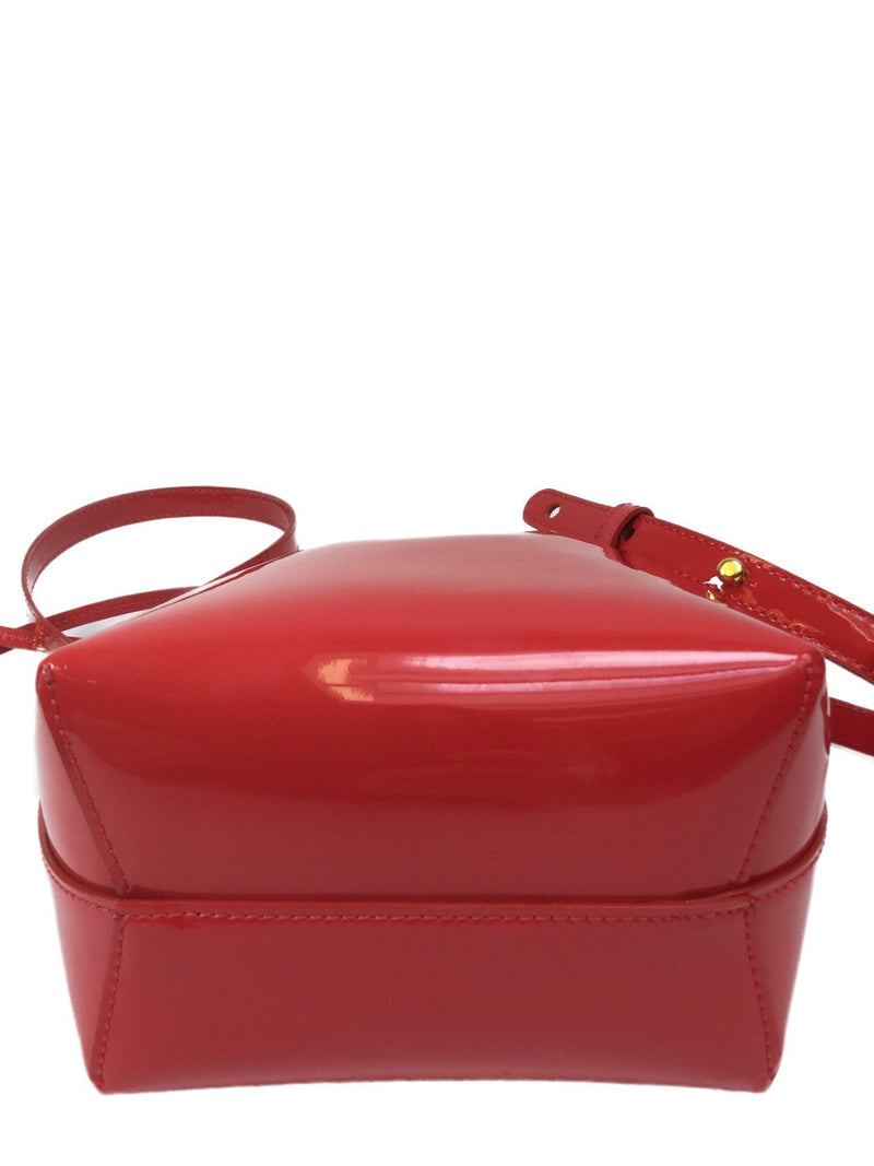 Mini Red Patent Leather Bucket Bag-designer resale