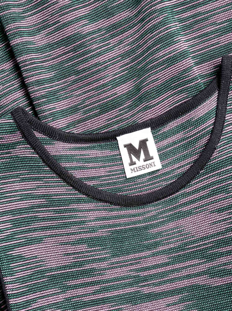Missoni Knit A Line Midi Dress Green Purple-designer resale