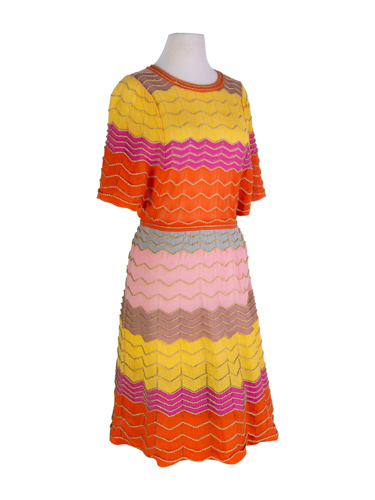 Missoni Knit A-Line Midi Dress Multicolor-designer resale