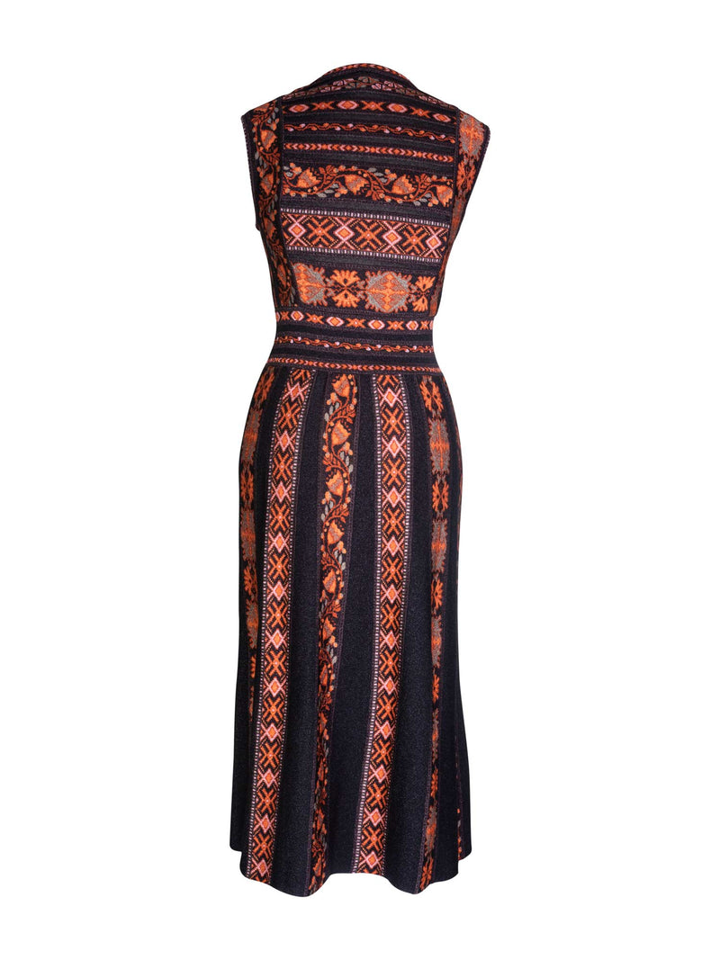 Missoni Knit A-Line Midi Dress Orange Black Missoni Knit A-Line Midi Dress Orange Black