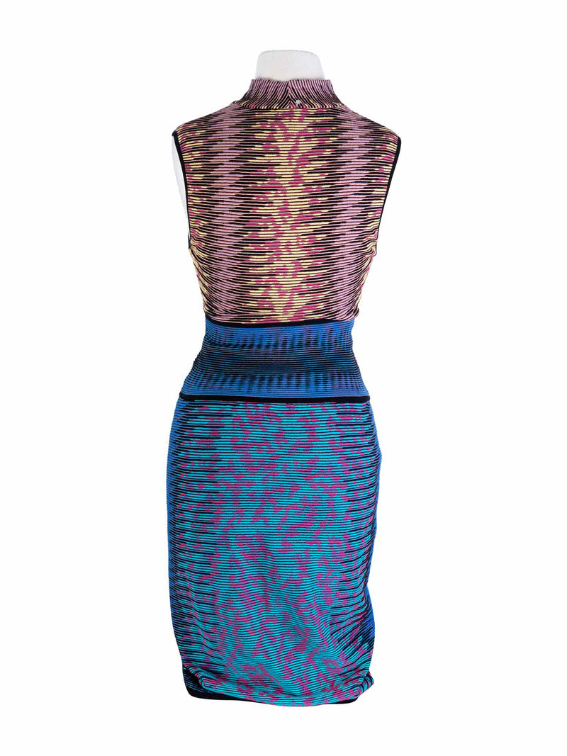 Missoni Knit Halter Midi Fitted Dress Multicolor-designer resale